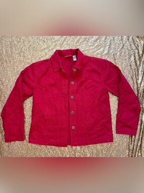 Chicos Designs Hot Pink Embroidery Jacket Size 0